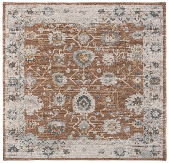 Safavieh Vintage Rosewood 6'-3" x 6'-3" Rug in Rust / Ivory Grey