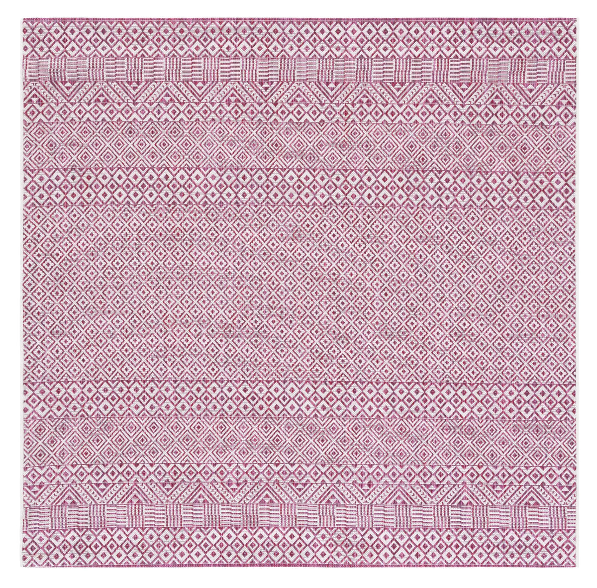 Safavieh Courtyard 6'-7" x 6'-7" Rug in Ivory / Red