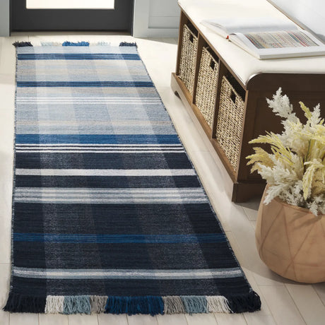 Safavieh Striped Kilim 2'-3" x 8'-0" Rug in Navy / Charcoal