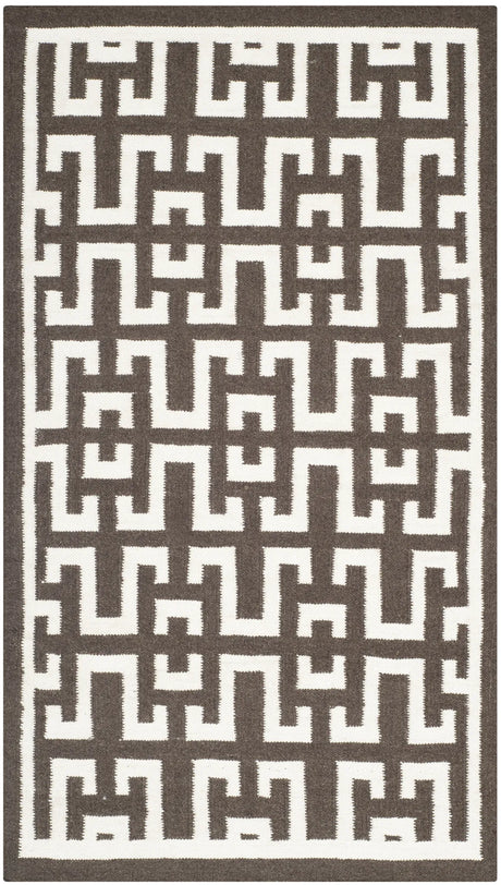 Safavieh Dhurries 3'-0" x 5'-0" Rug in Chocolate / Ivory
