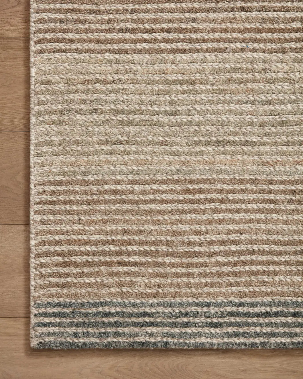 Loloi Stiles Sti-01 Beige/Slate Rug - corner on wood