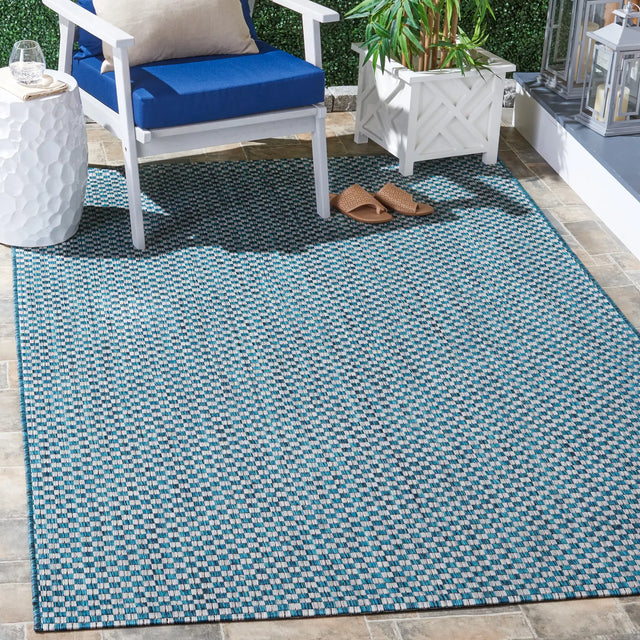 Safavieh Courtyard 4'-0" x 5'-7" Rug in Turquoise / Light Grey