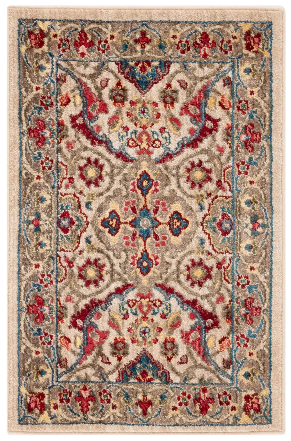 Safavieh Kashan 2'-0" x 3'-0" Rug in Ivory / Taupe