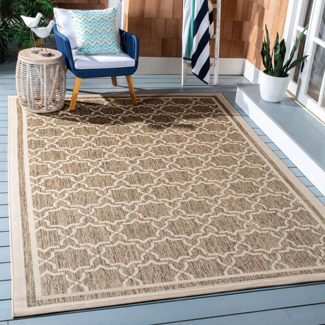 Safavieh Courtyard 6'-7" x 9'-6" Rug in Brown / Bone