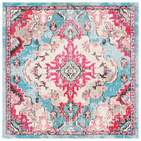 Safavieh Madison 6'-7" x 6'-7" Rug in Light Blue / Fuchsia