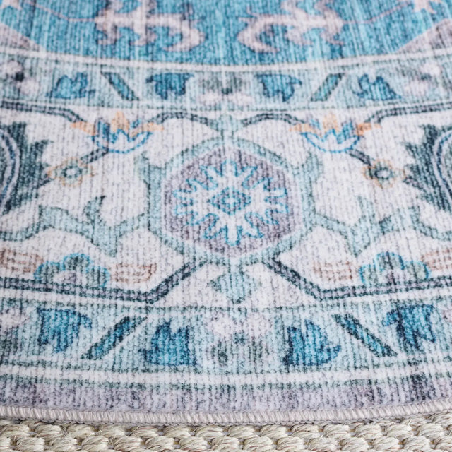 Safavieh Martha Stewart Washable 6'-0" x 6'-0" Rug in Grey / Turquoise