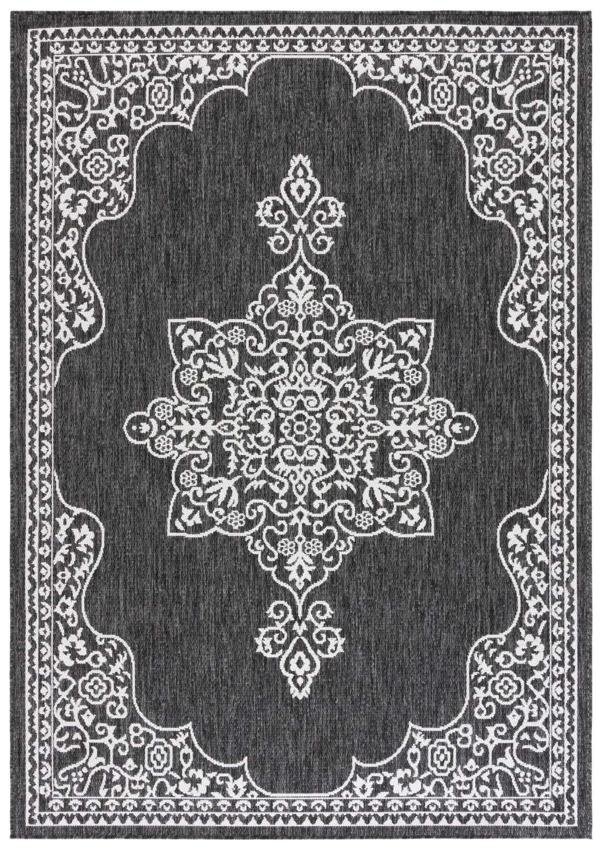 Safavieh Beach House 4'-0" x 6'-0" Rug in Charcoal / Ivory