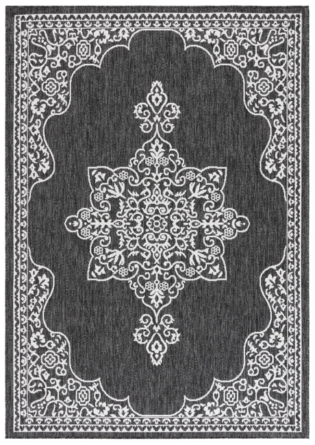 Safavieh Beach House 4'-0" x 6'-0" Rug in Charcoal / Ivory