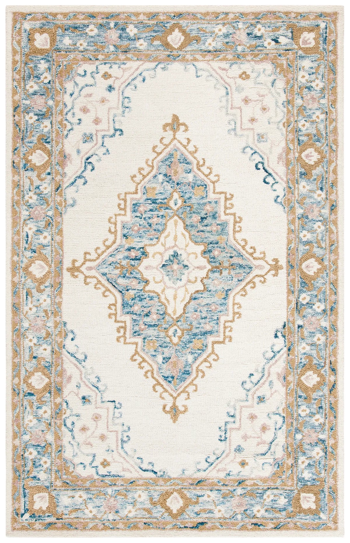 Safavieh Micro-Loop 4'-0" x 6'-0" Rug in Ivory / Blue