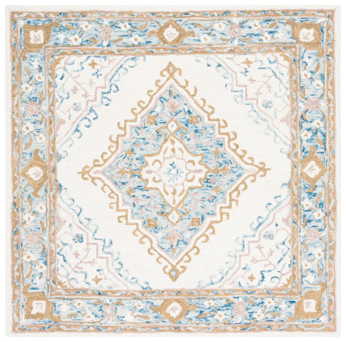 Safavieh Micro-Loop 5'-0" x 5'-0" Rug in Ivory / Blue