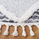 Safavieh Moroccan Tassel Shag 6'-7" x 6'-7" Rug in Grey / Ivory