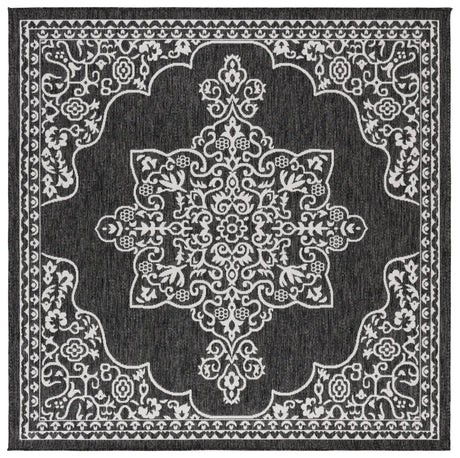 Safavieh Beach House 6'-7" x 6'-7" Rug in Charcoal / Ivory