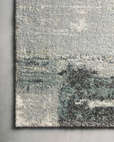 Loloi Augustus Ags-03 Slate Blue Rugs - corner on wood