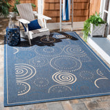 Safavieh Courtyard 6'-7" x 9'-6" Rug in Blue / Natural