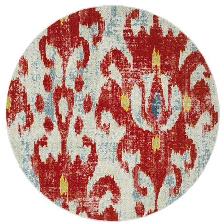 Safavieh Watercolor 6'-7" x 6'-7" Rug in Brickred / Light Blue