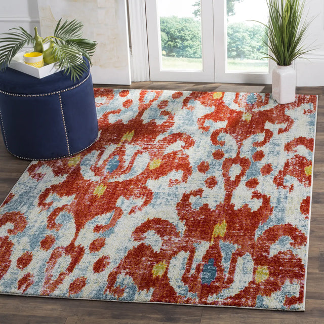 Safavieh Watercolor 4'-0" x 6'-0" Rug in Brickred / Light Blue