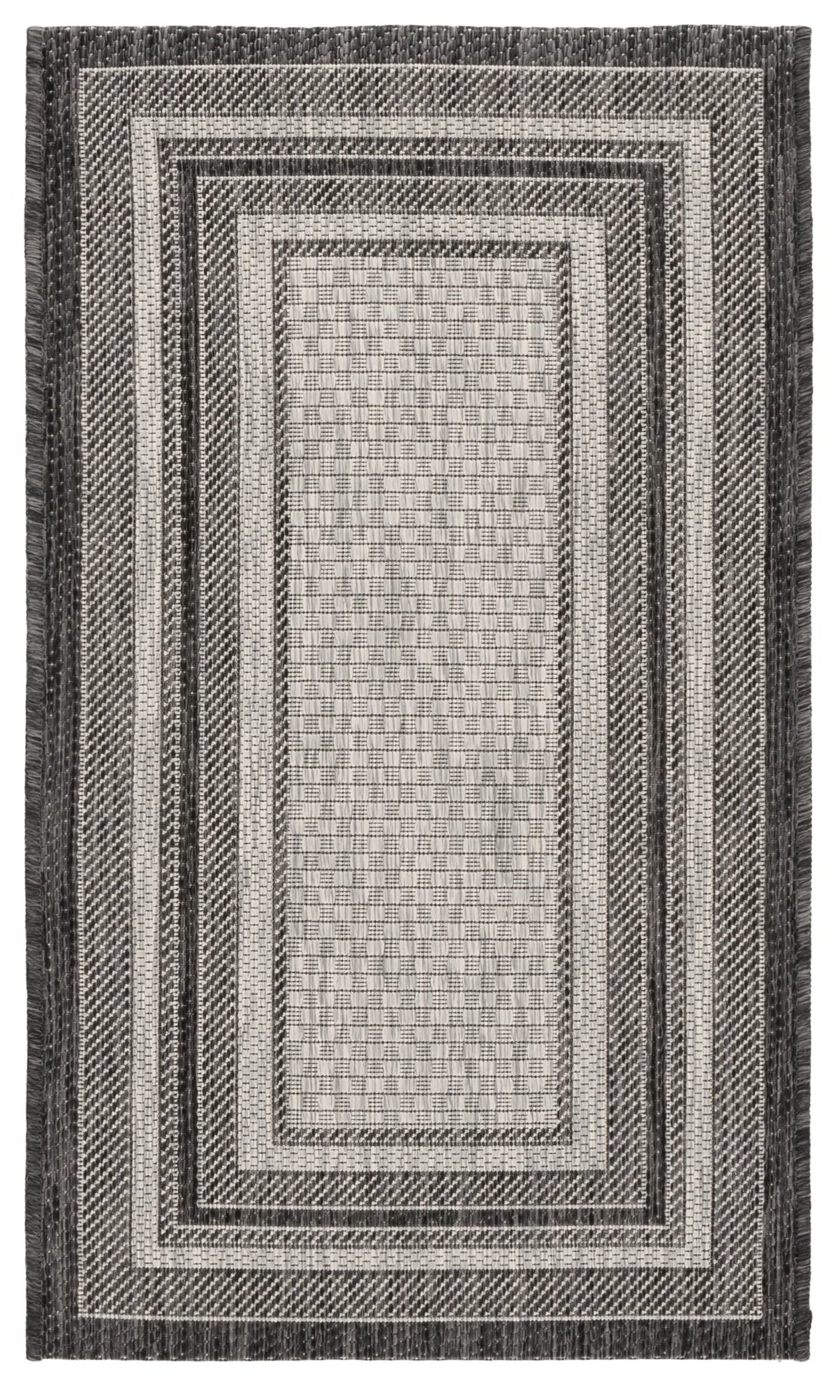 Safavieh Courtyard 2'-0" x 3'-7" Rug in Light Grey / Black
