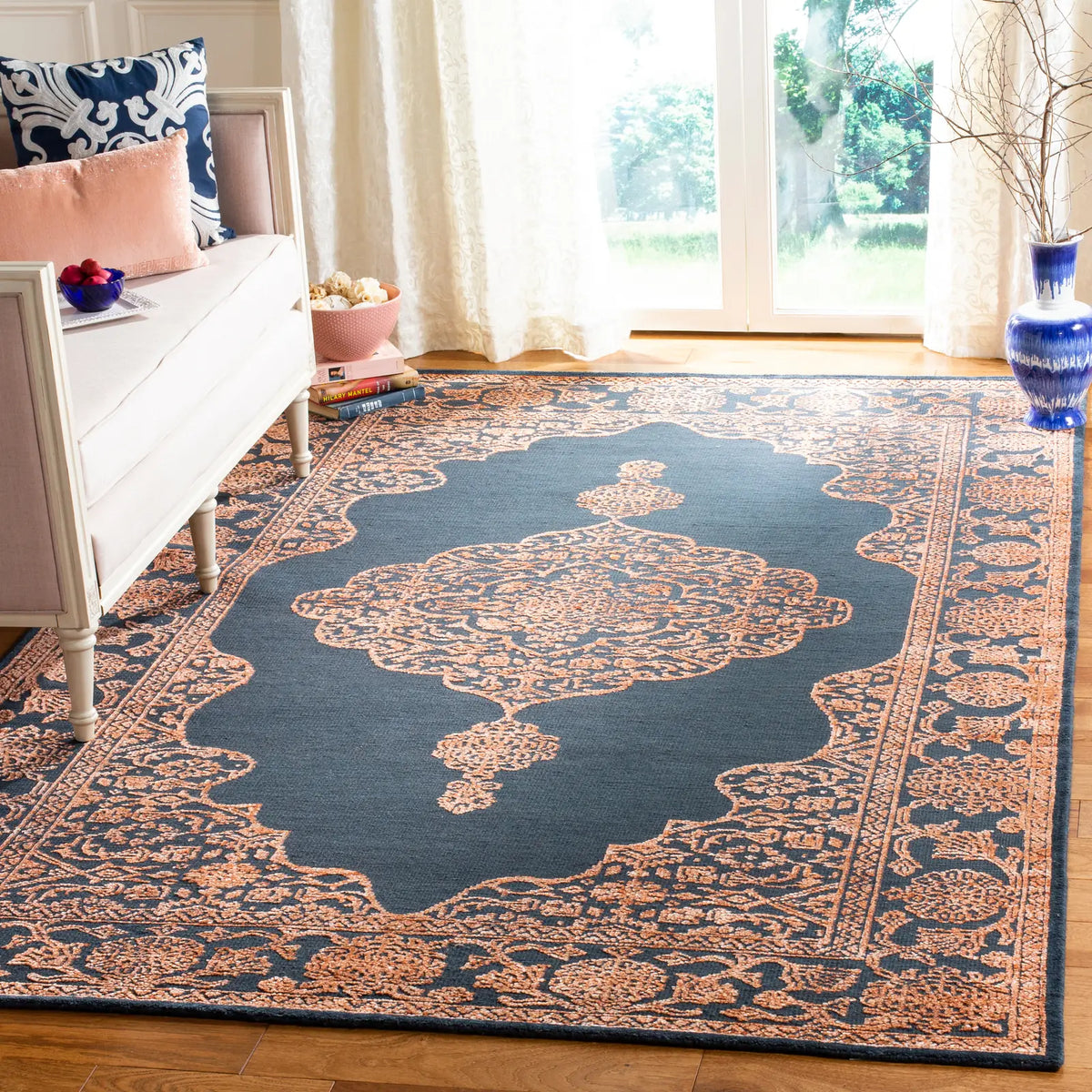 Safavieh Chester 6'-0" x 9'-0" Rug in Navy / Rust