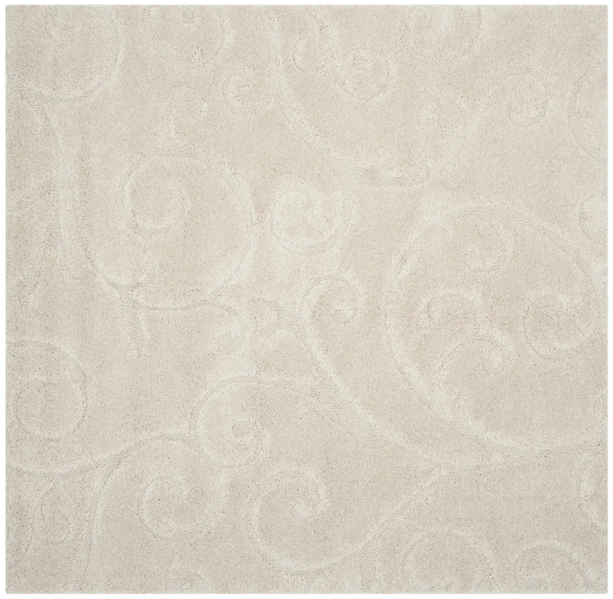 Safavieh Florida Shag 6'-7" x 6'-7" Rug in Creme / Creme