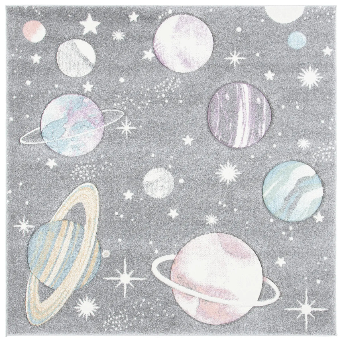 Safavieh Carousel Kids 100 5'-3" x 5'-3" Rug in Grey / Lavender