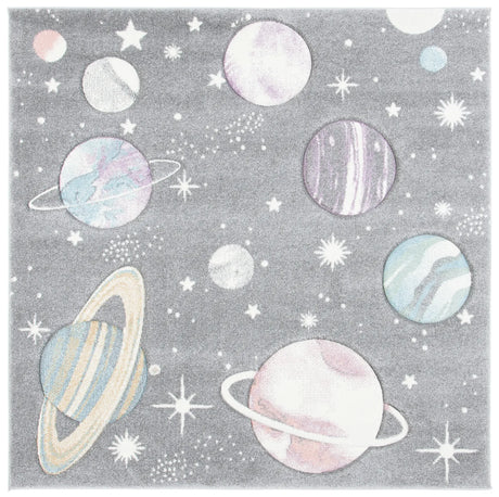 Safavieh Carousel Kids 100 5'-3" x 5'-3" Rug in Grey / Lavender