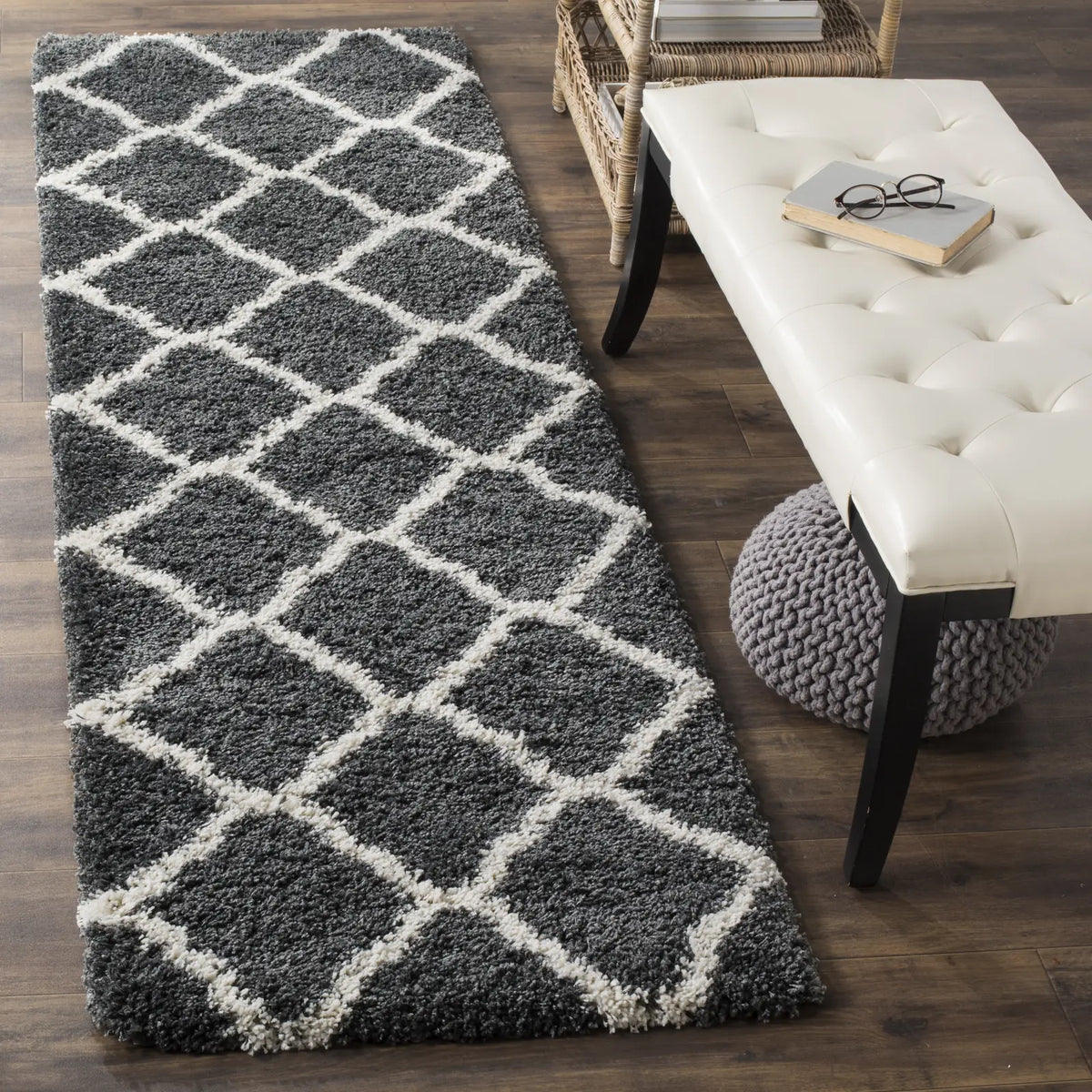 Safavieh Hudson Shag 2'-3" x 10'-0" Rug in Dark Grey / Ivory