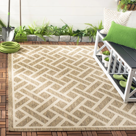 Safavieh Courtyard 5'-3" x 7'-7" Rug in Brown / Light Beige