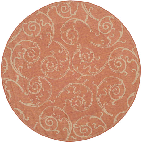 Safavieh Courtyard 6'-7" x 6'-7" Rug in Terracotta / Natural