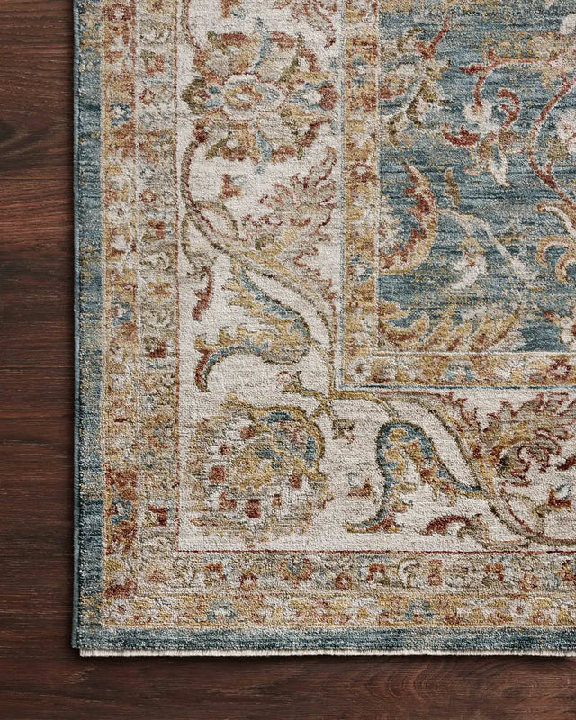 Loloi Gaia Gaa-04 Ocean/Multi Rug - corner on wood