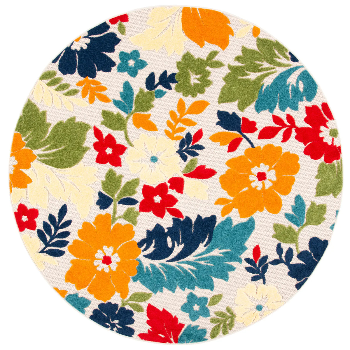 Safavieh Cabana 6'-7" x 6'-7" Rug in Ivory / Orange