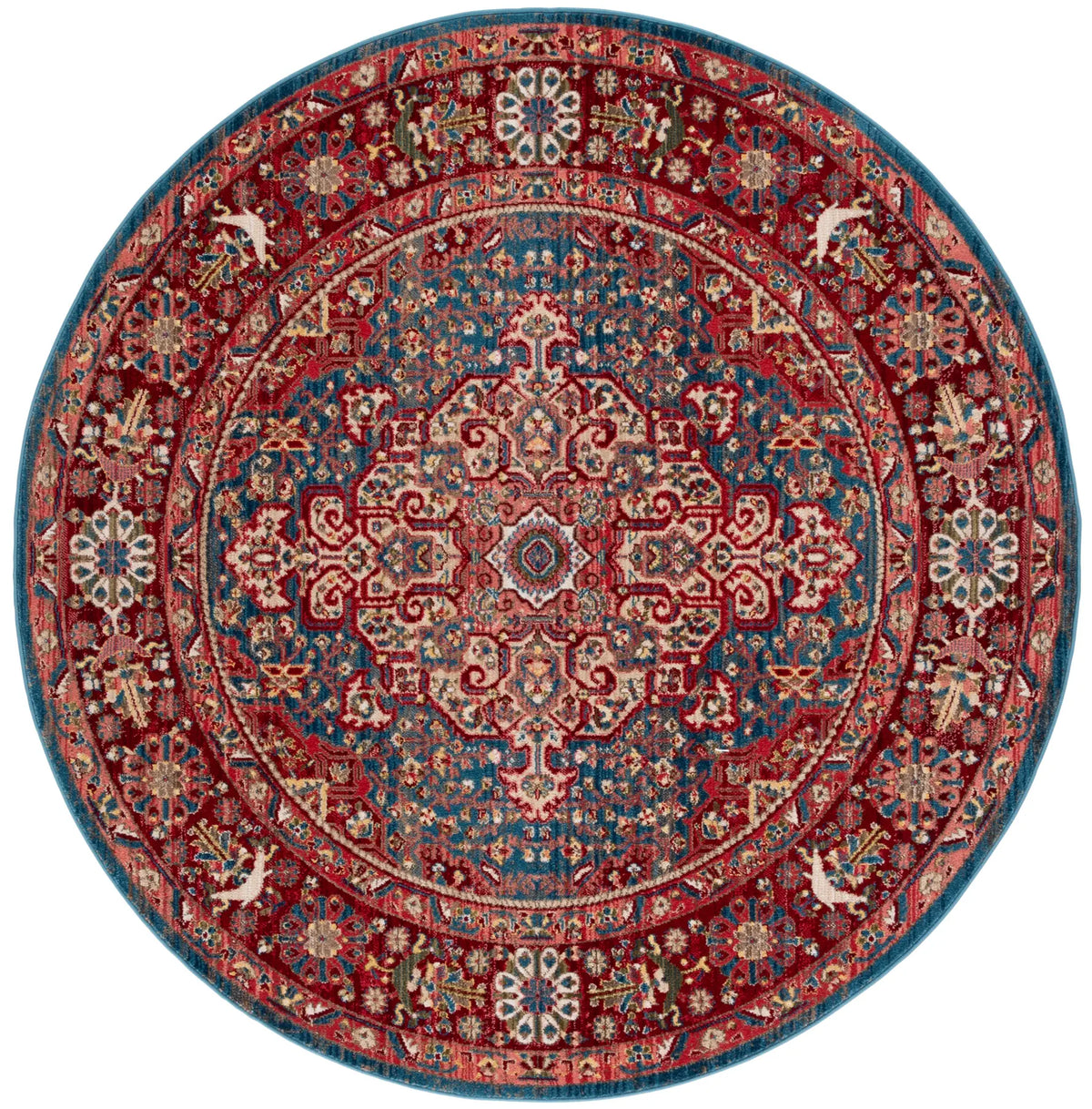 Safavieh Kashan 5'-1" x 5'-1" Rug in Blue / Red