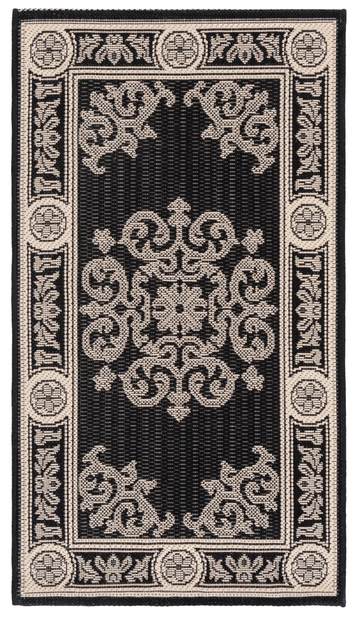 Safavieh Courtyard 2'-0" x 3'-7" Rug in Black / Sand