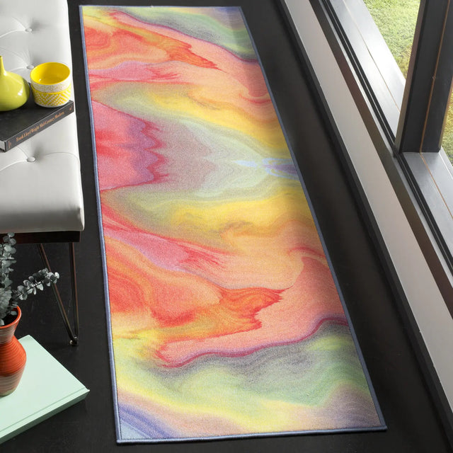 Safavieh Paint Brush 2'-2" x 10'-0" Rug in Fuchsia / Yellow