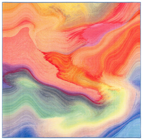 Safavieh Paint Brush 6'-7" x 6'-7" Rug in Fuchsia / Yellow