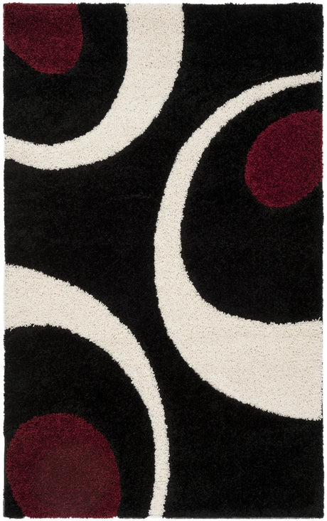 Safavieh Florida Shag 3'-3" x 5'-3" Rug in Black / Ivory
