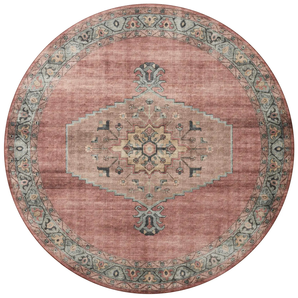 Loloi Heidi Hei-05 Spice/Aqua Rugs - round flat