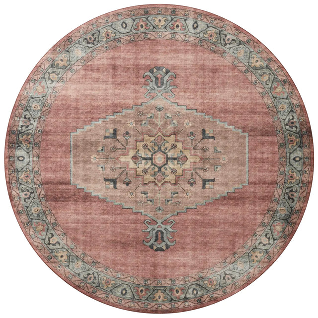 Loloi Heidi Hei-05 Spice/Aqua Rugs - round flat