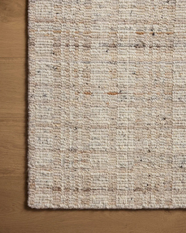 Loloi Sonya Soy-01 Ivory/Natural Rug - corner on wood