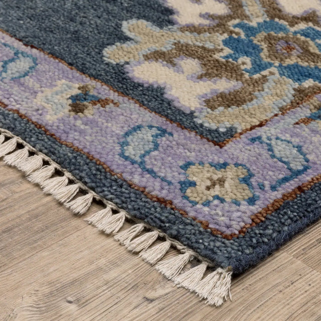 Oriental Weavers Sphinx MAJORCA MAJ07 Blue Floral Rugs - corner detail