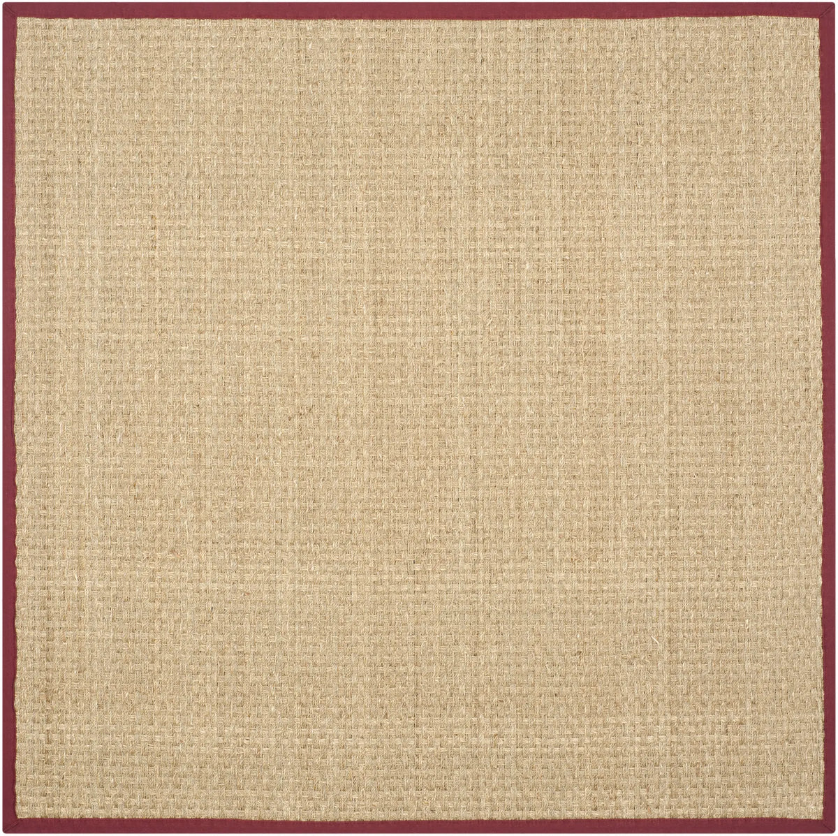 Safavieh Natural Fiber 6'-0" x 6'-0" Rug in Natural / Burgundy Red