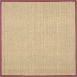 Safavieh Natural Fiber 6'-0" x 6'-0" Rug in Natural / Burgundy Red