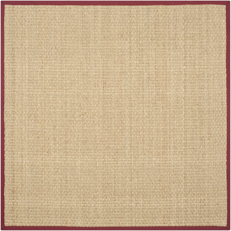 Safavieh Natural Fiber 6'-0" x 6'-0" Rug in Natural / Burgundy Red