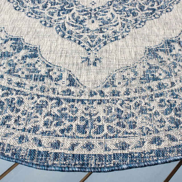 Safavieh Courtyard 5'-3" x 5'-3" Rug in Light Grey / Blue