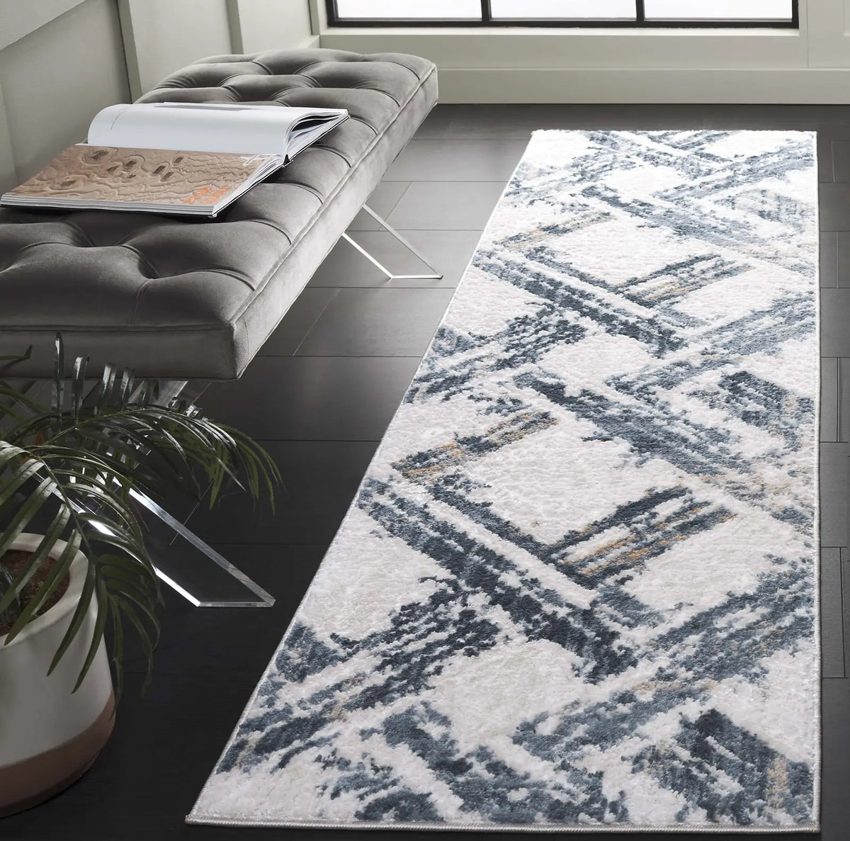 Safavieh Kingston 2'-2" x 8'-0" Rug in Blue / Ivory