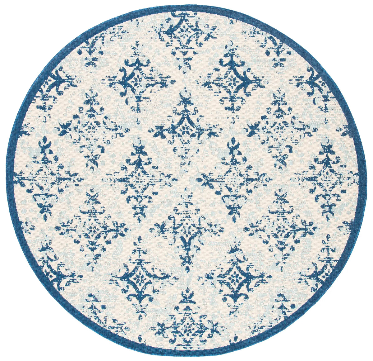 Safavieh Courtyard 6'-7" x 6'-7" Rug in Ivory / Navy