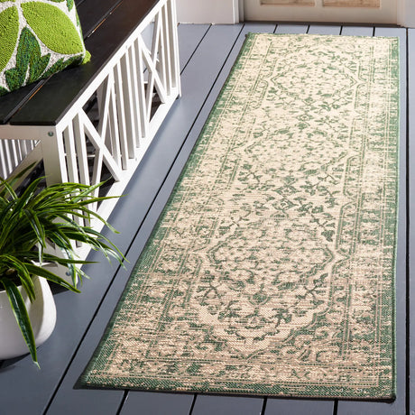 Safavieh Courtyard 2'-3" x 8'-0" Rug in Beige / Dark Green