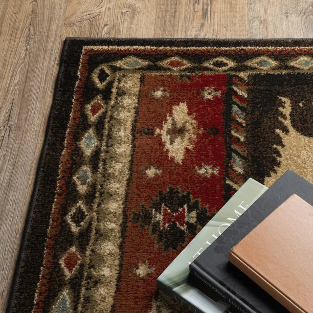 Oriental Weavers Sphinx Woodlands 1041C Black / Multi Rugs - corner detail
