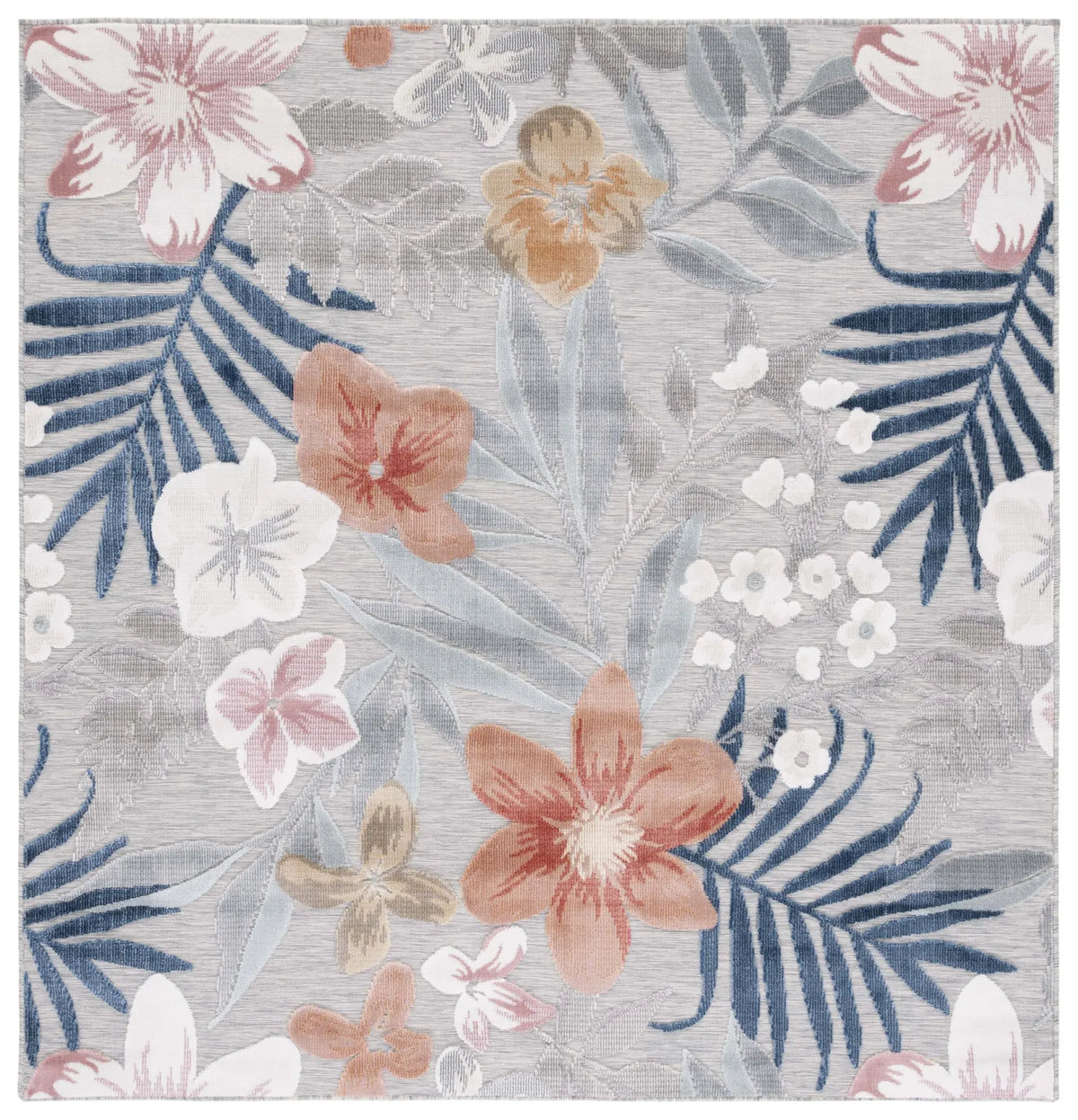 Safavieh Cabana 6'-5" x 6'-5" Rug in Grey / Rust
