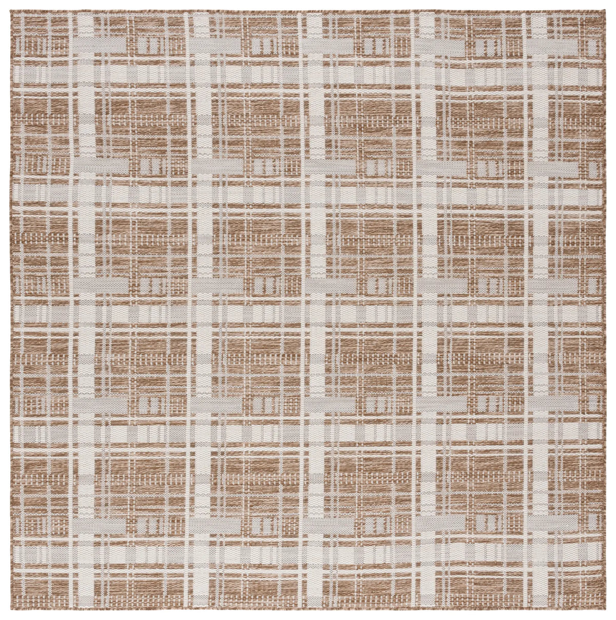 Safavieh Beach House 6'-7" x 6'-7" Rug in Brown / Ivory