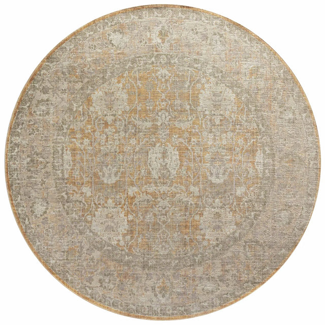 Chris Loves Julia x Loloi Rosemarie ROE-01 Gold / Sand Rug - round flat